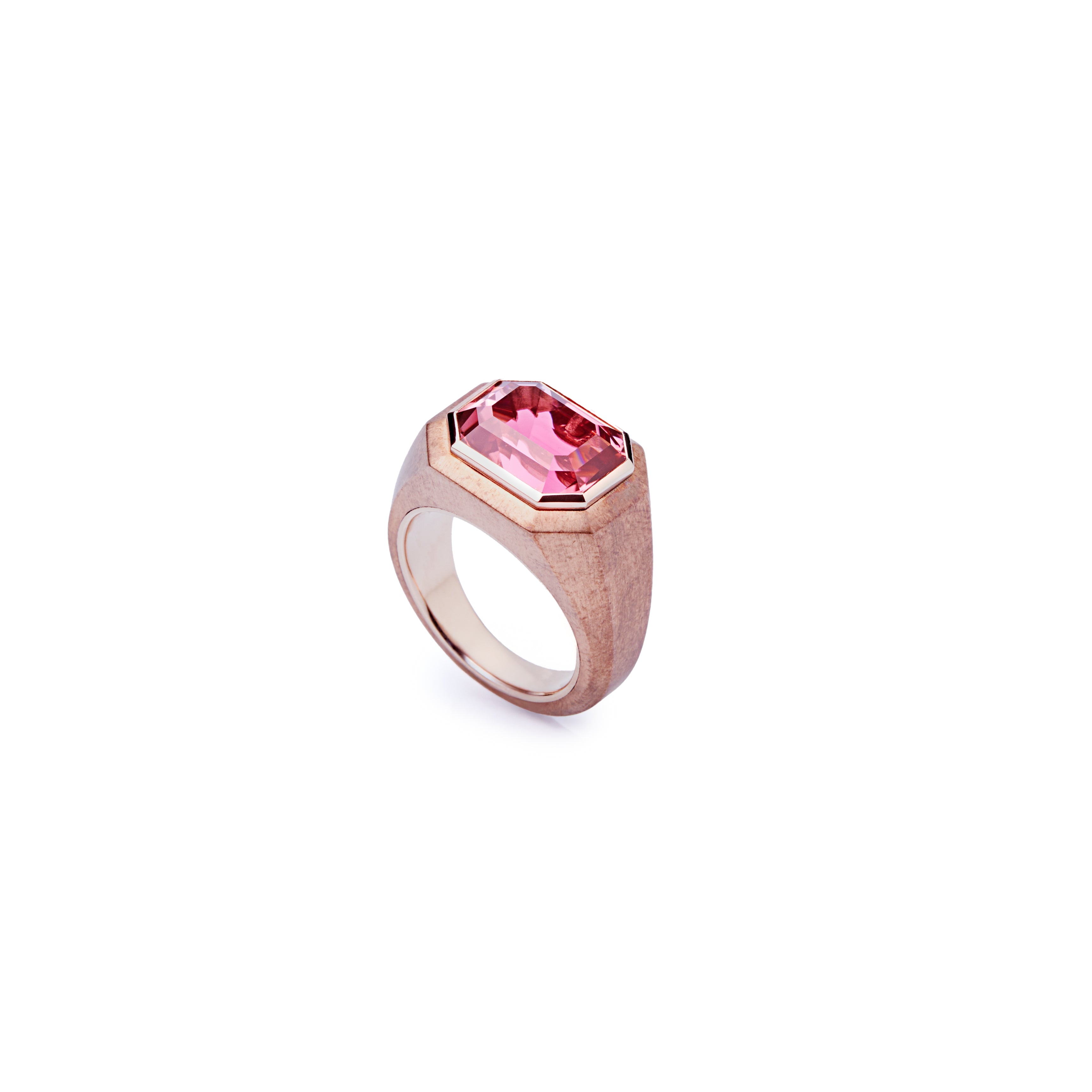 Pink Tourmaline Octagonal Copper Ring