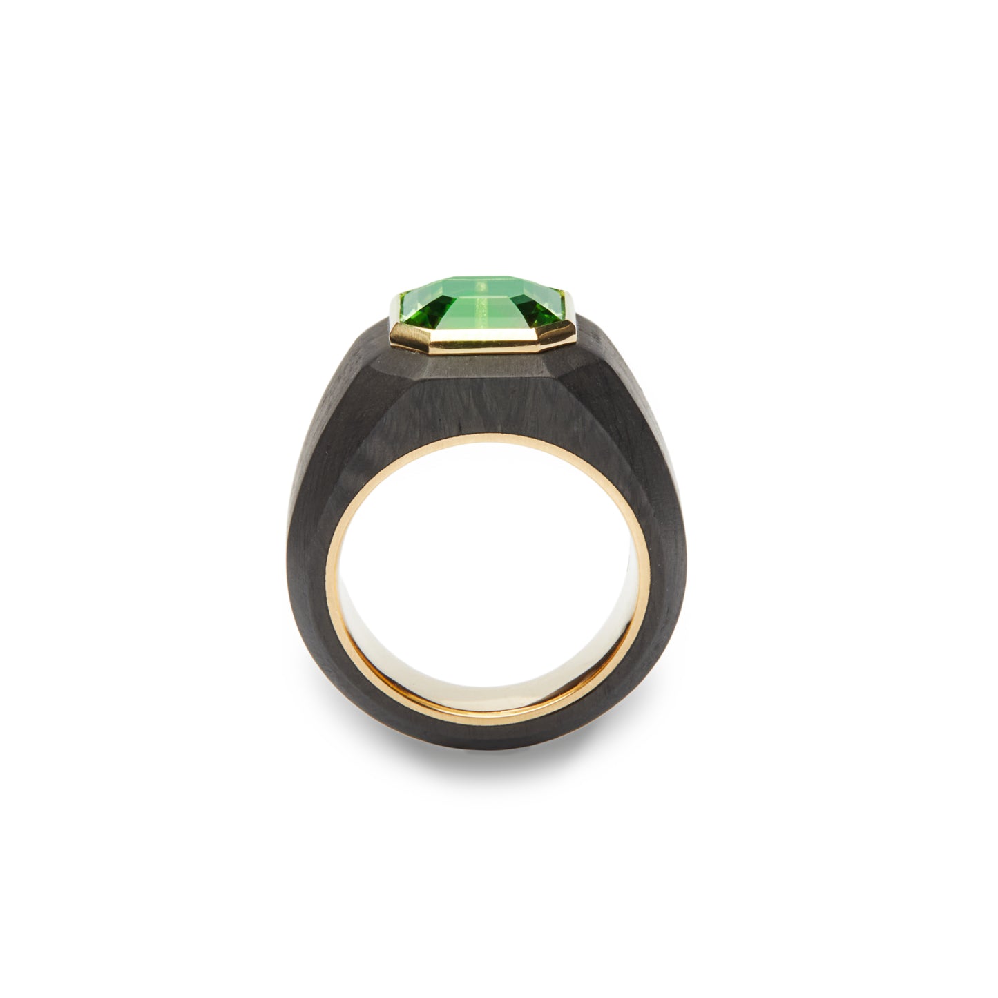 Green Tourmaline Carbon Fiber Ring