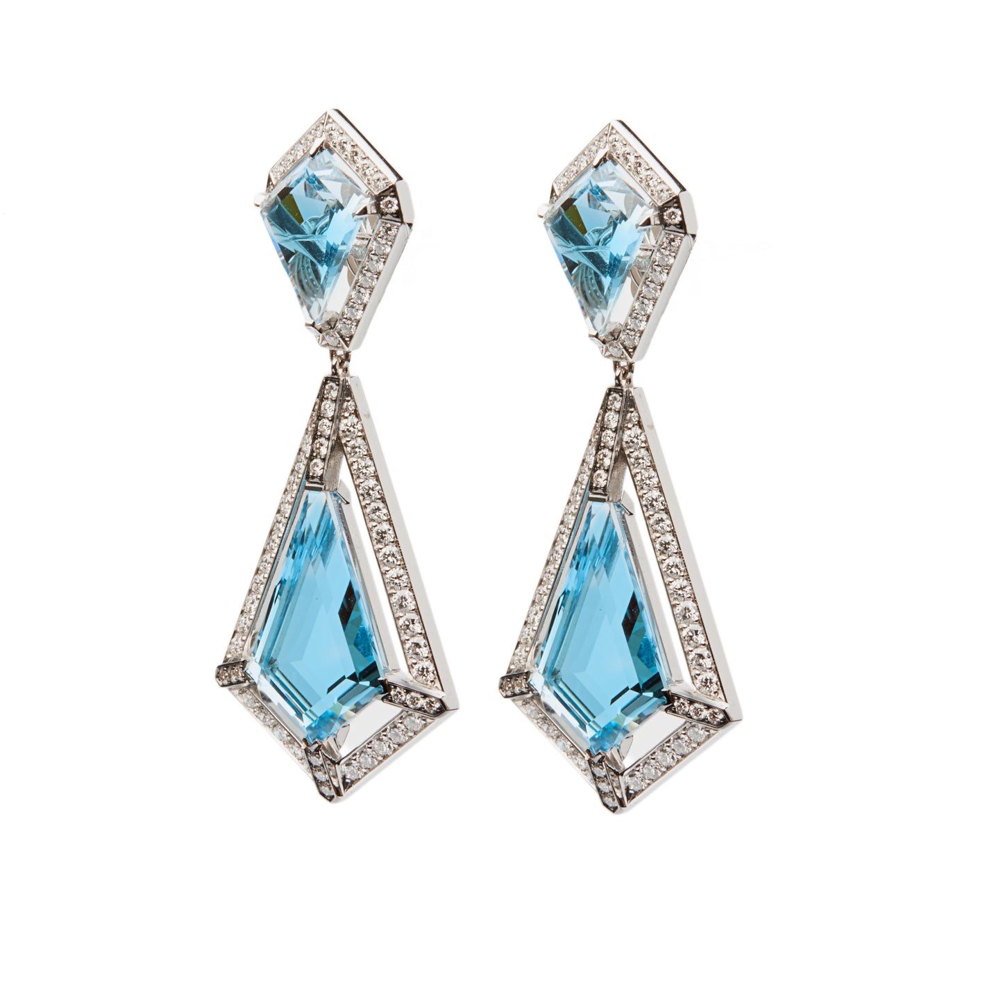Aquamarine Shield Earrings