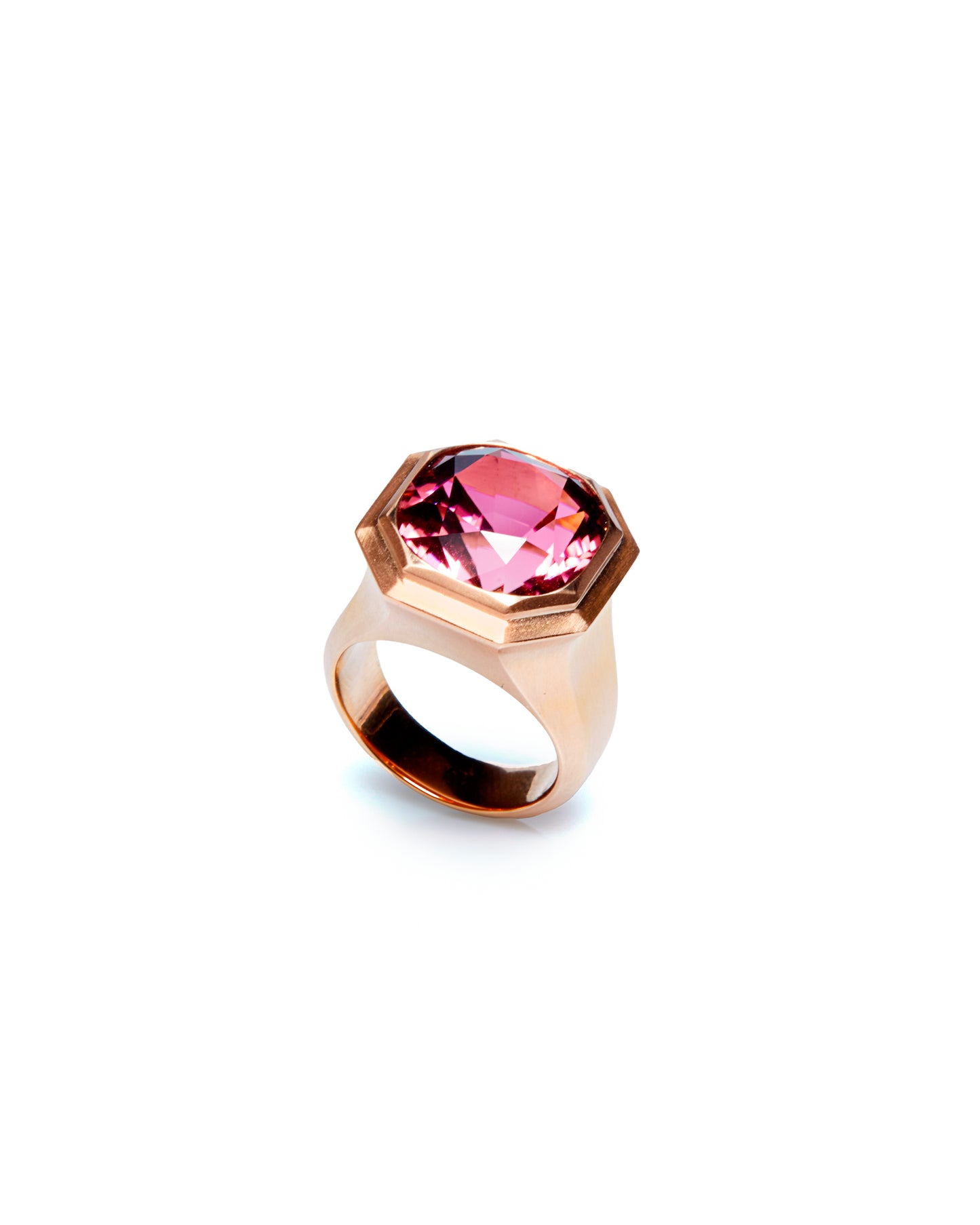 Anello chevalier oro rosa satinato