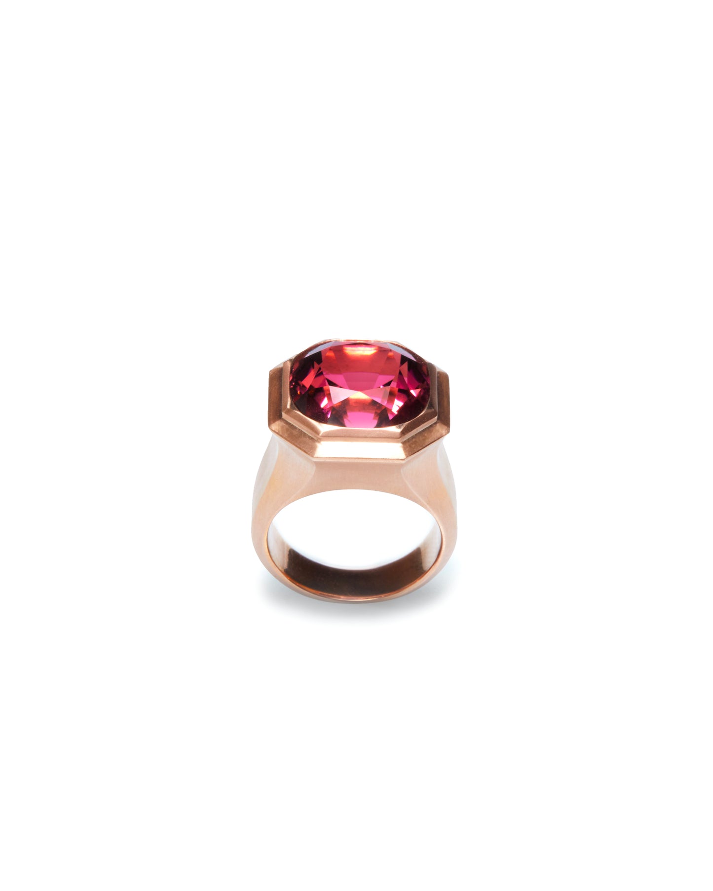 Anello chevalier oro rosa satinato