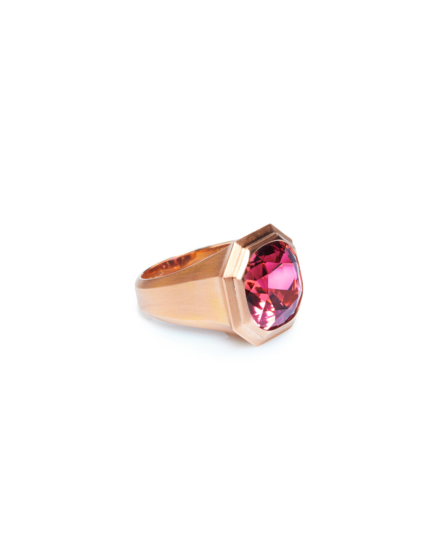 Anello chevalier oro rosa satinato