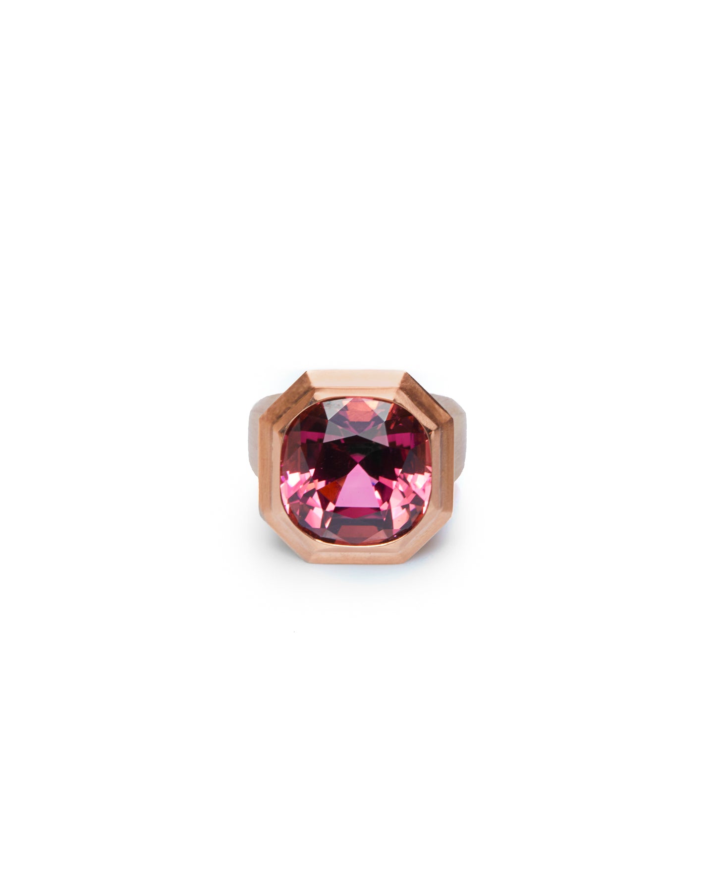 Anello chevalier oro rosa satinato