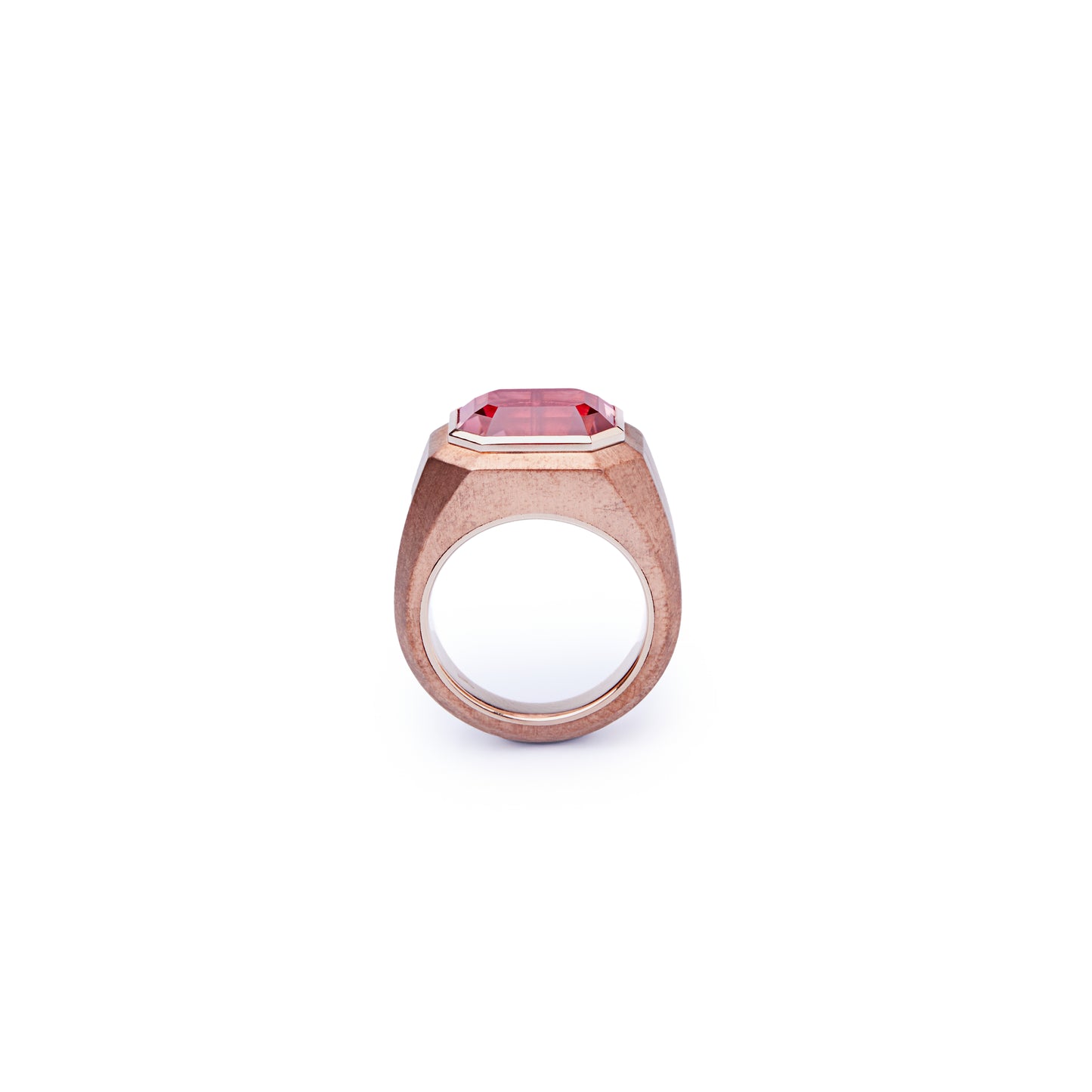 Pink Tourmaline Octagonal Copper Ring