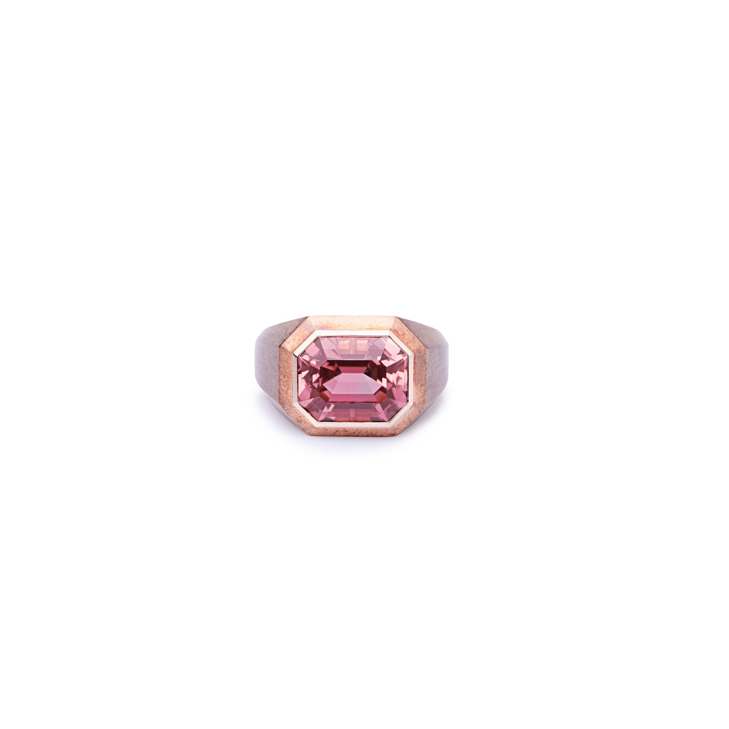 Pink Tourmaline Octagonal Copper Ring