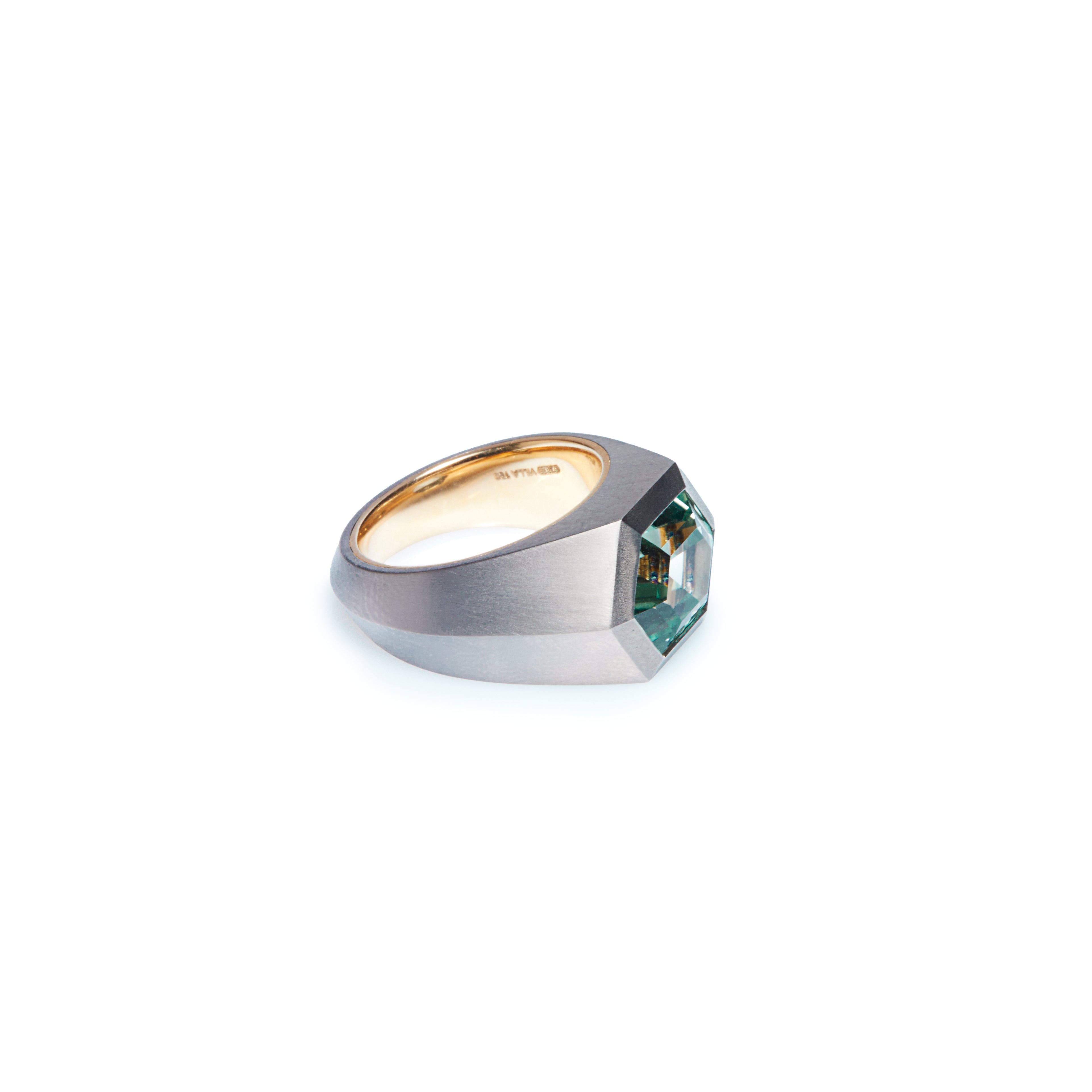 Green Tourmaline Hexagonal Titanium Ring