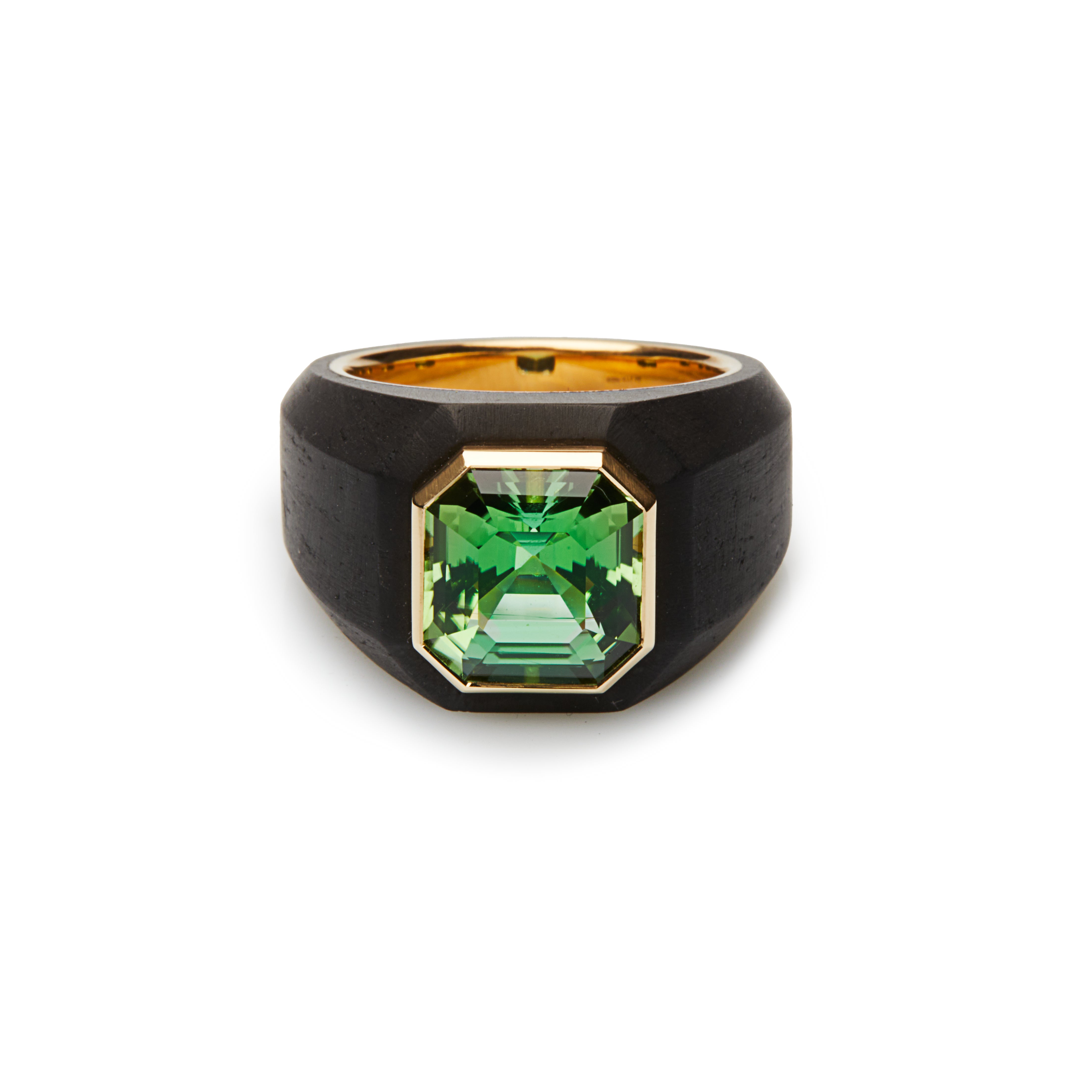 Green Tourmaline Carbon Fiber Ring