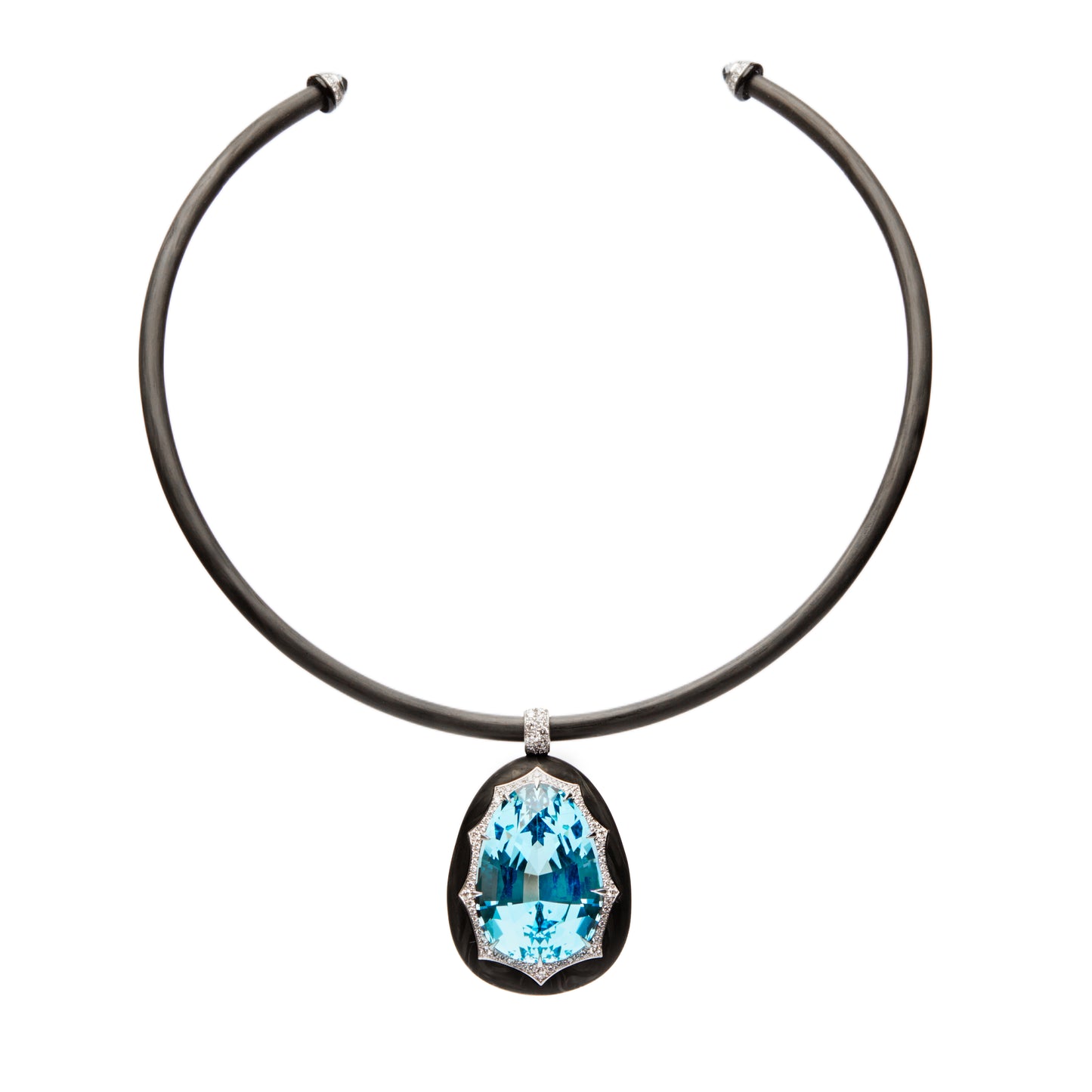 Aquamarine Carbon Fiber Necklace