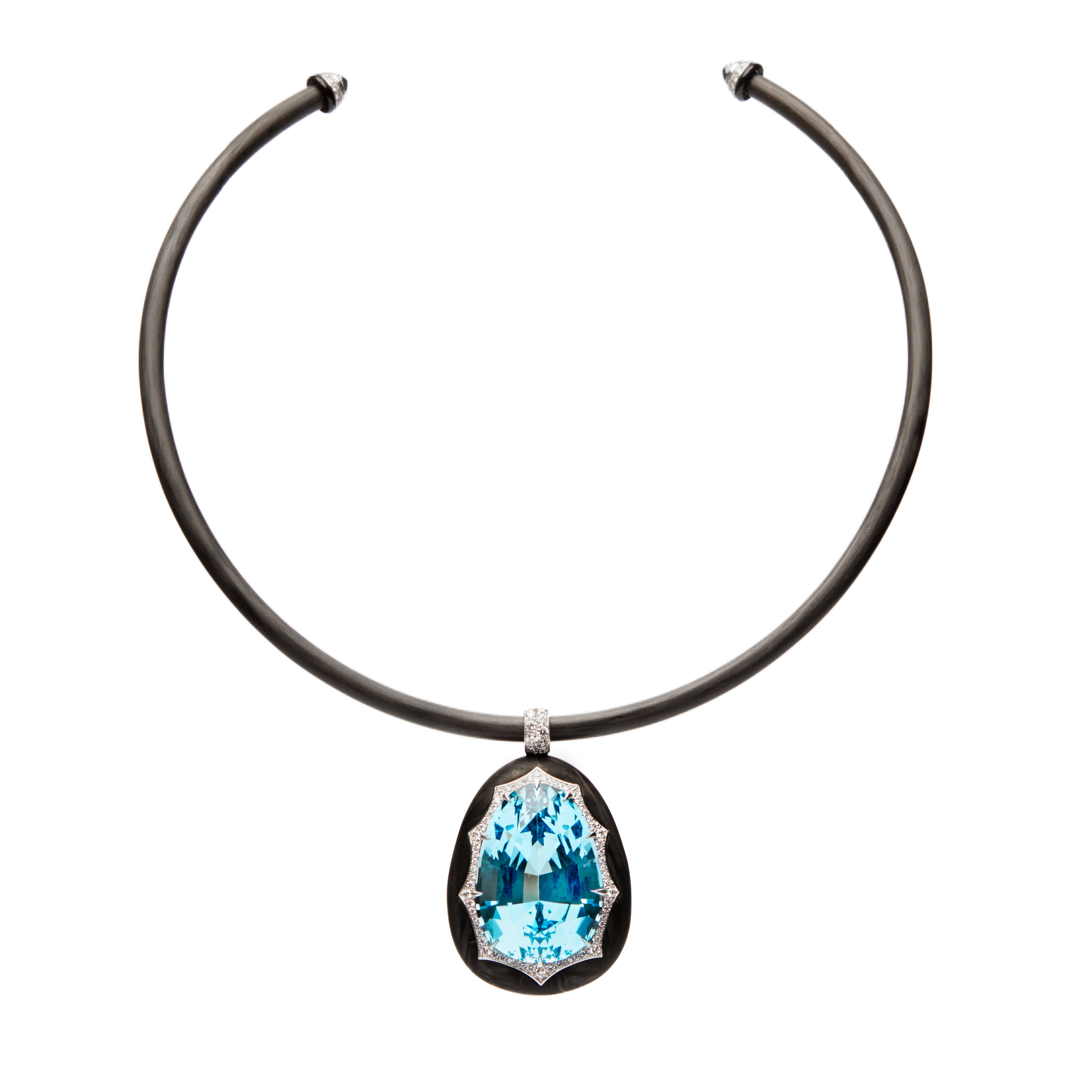 Aquamarine Carbon Fiber Necklace