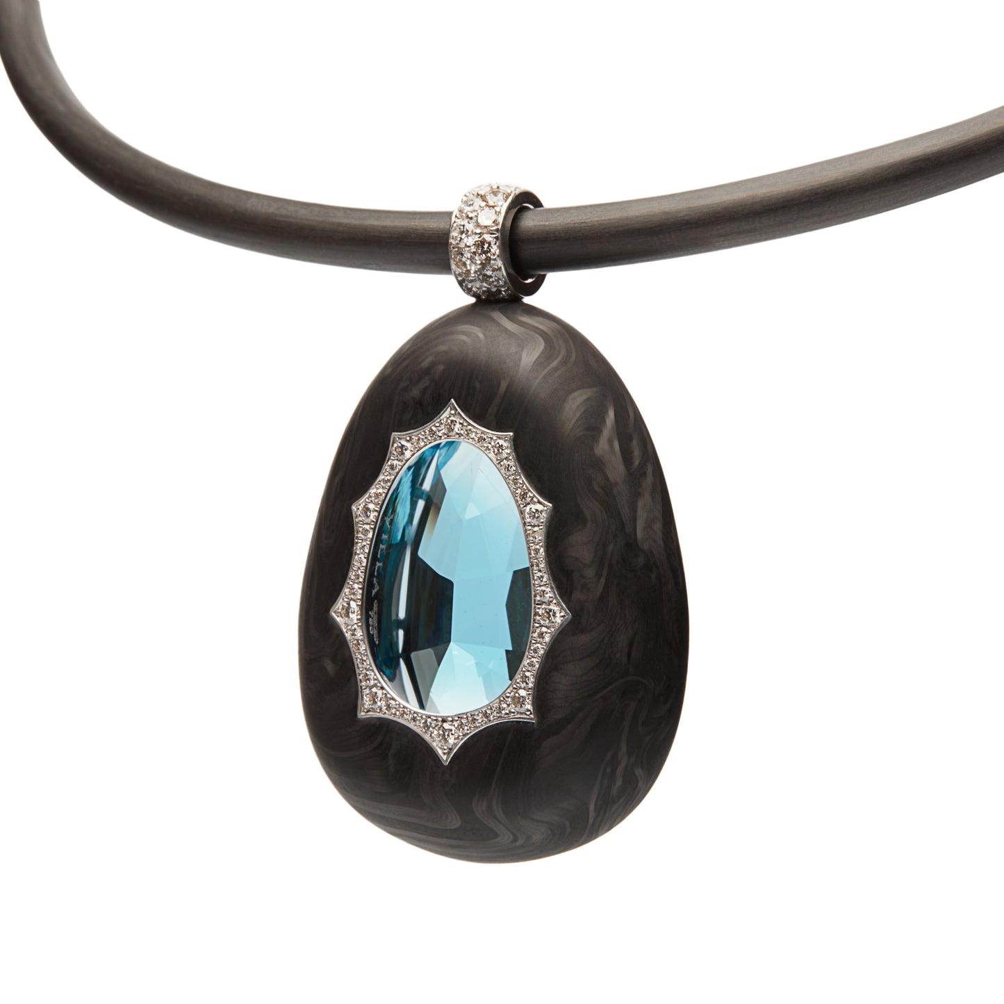 Aquamarine Carbon Fiber Necklace