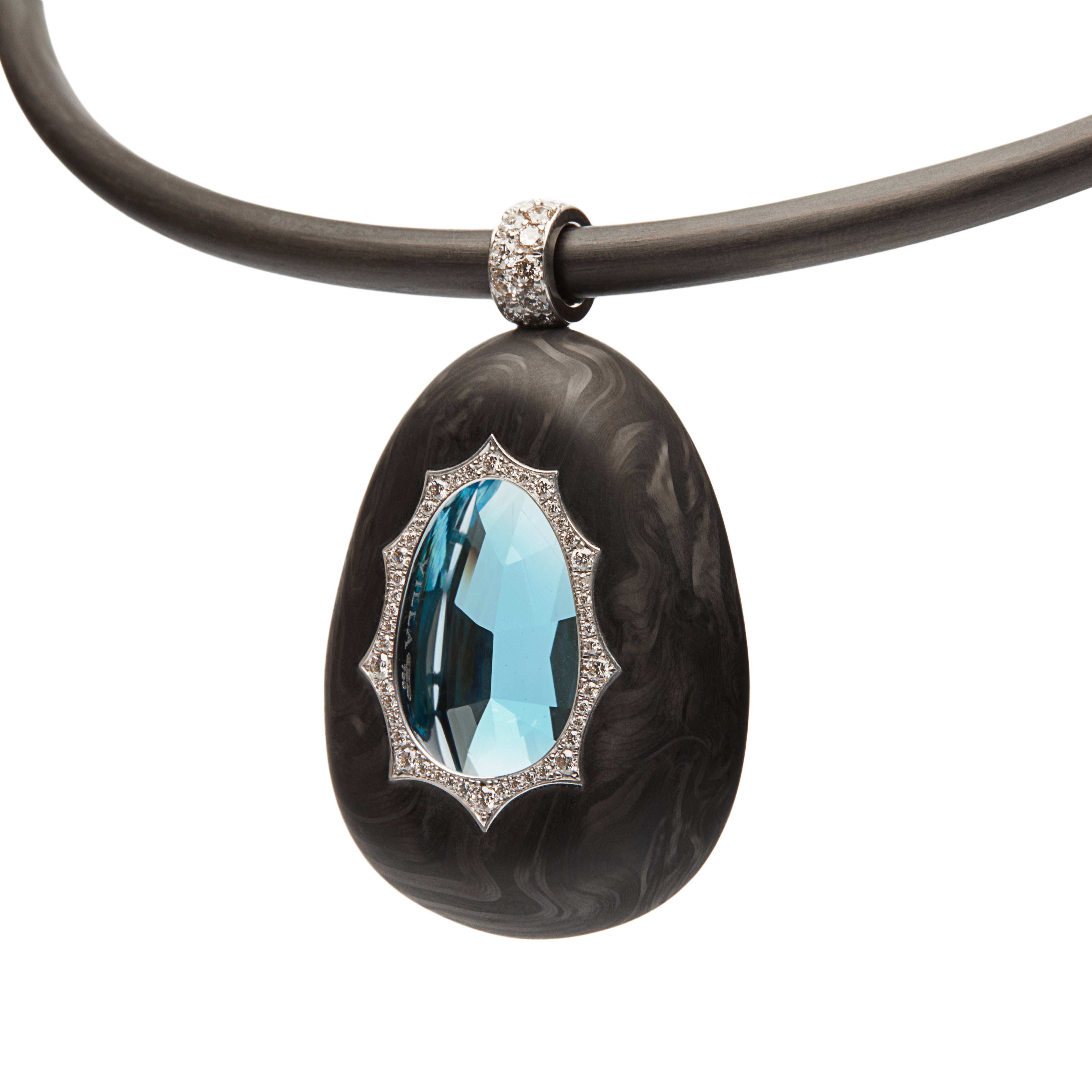 Aquamarine Carbon Fiber Necklace