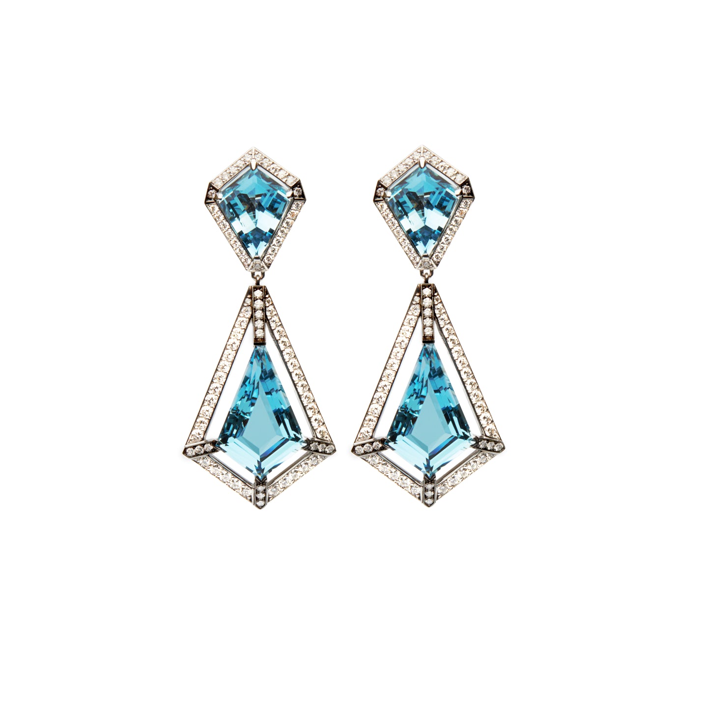 Aquamarine Shield Earrings