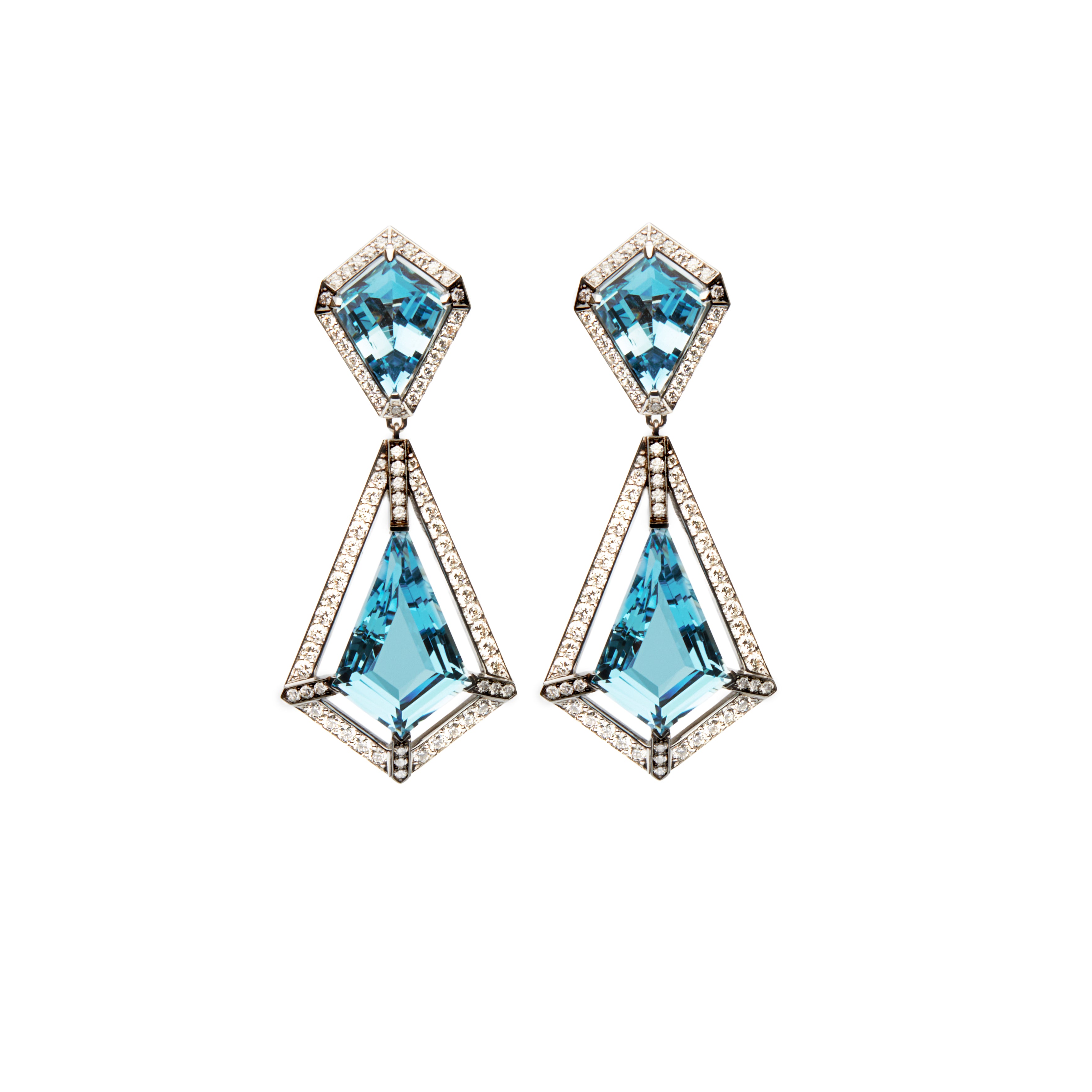 Aquamarine Shield Earrings