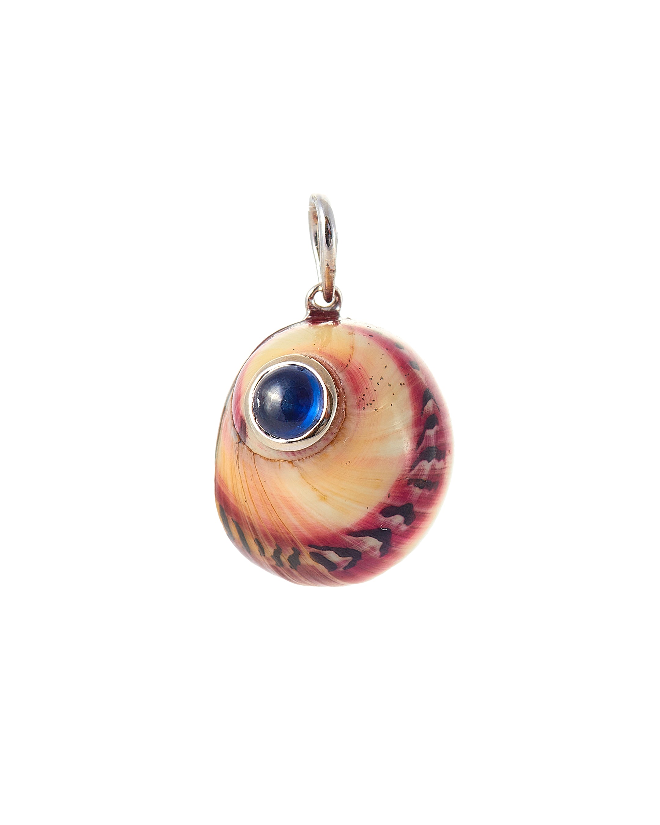 Sapphire Cabochon Red Nerita shell