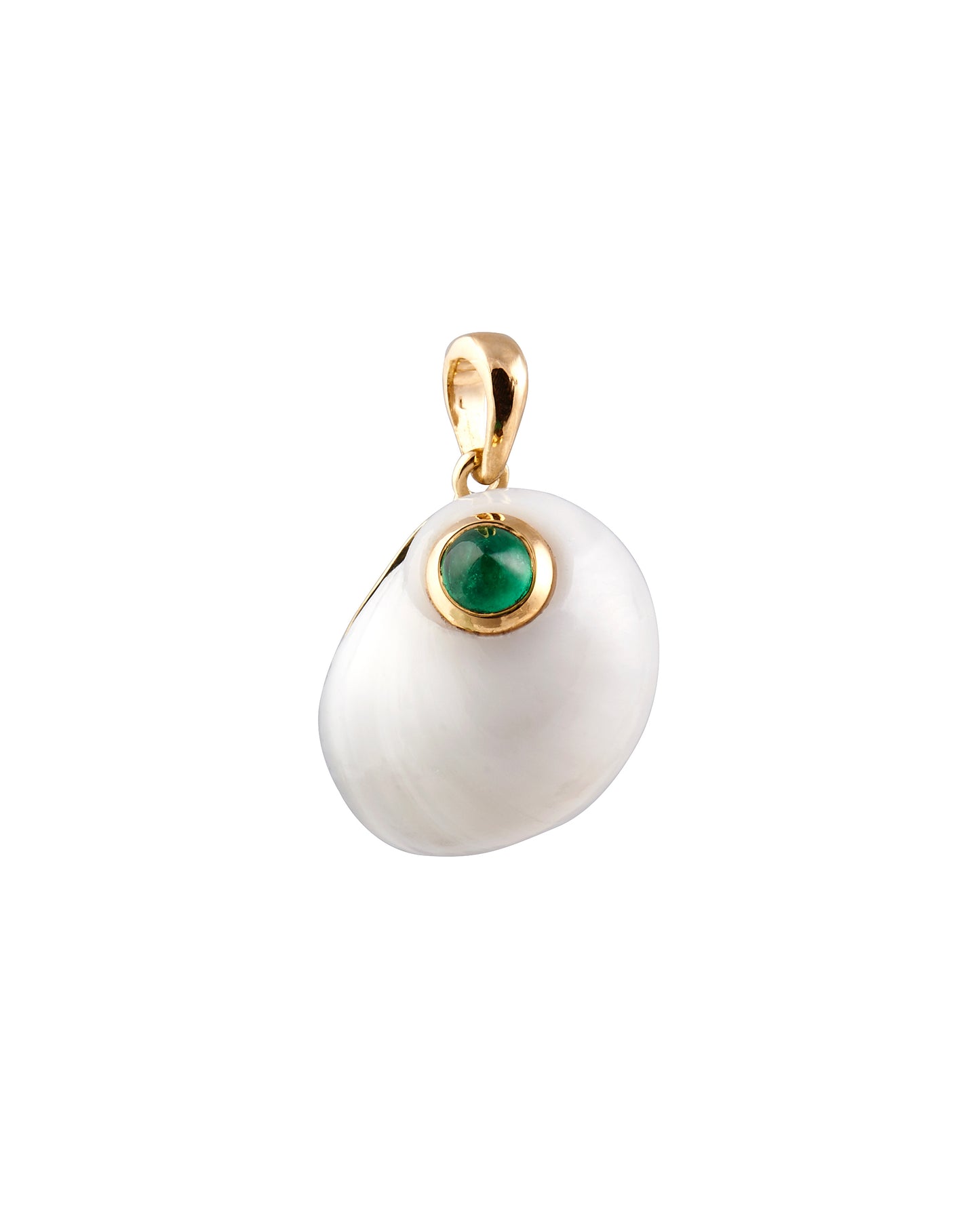 Emerald Cabochon White shell