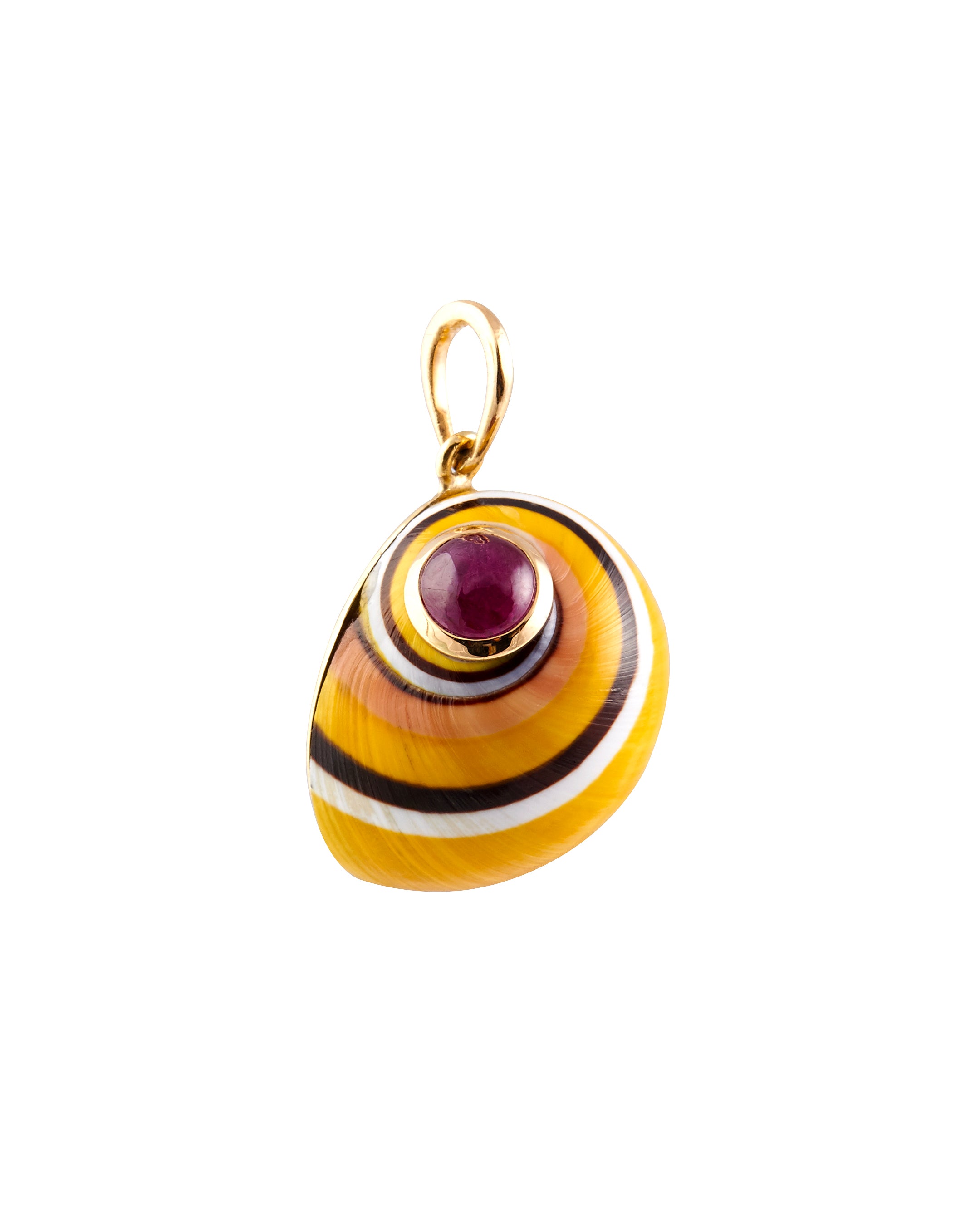 Ruby Cabochon Yellow Polymita shell