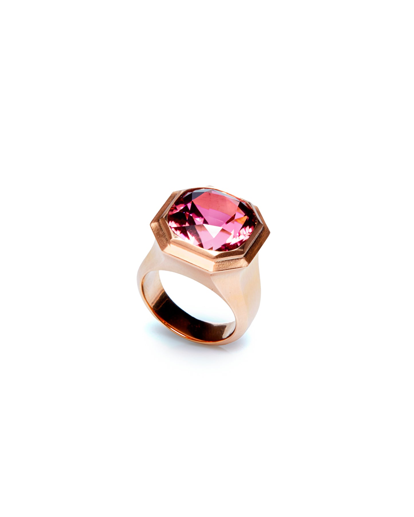 Anello a tromba in oro rosa satinato