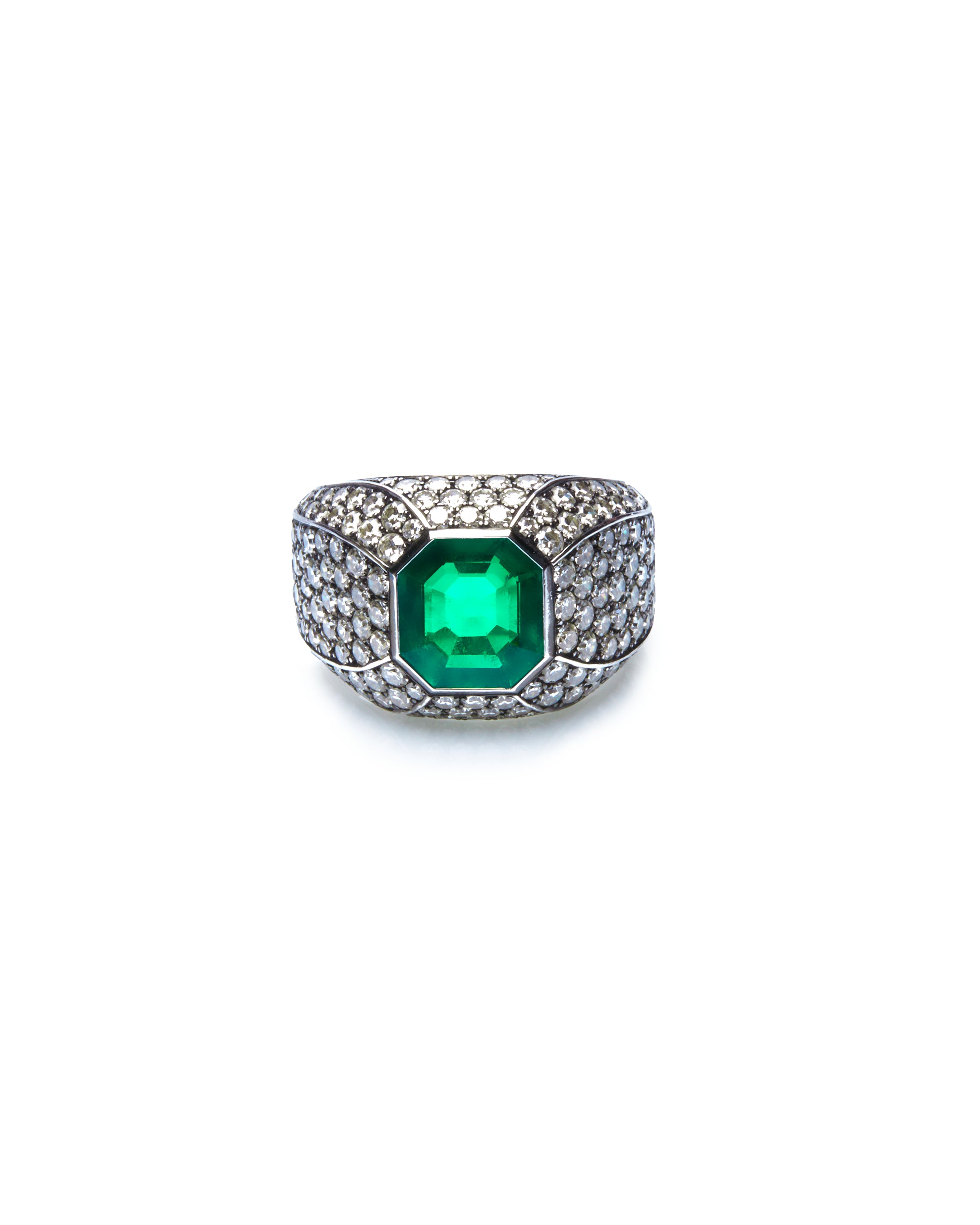 Emerald Micromosaic Ring