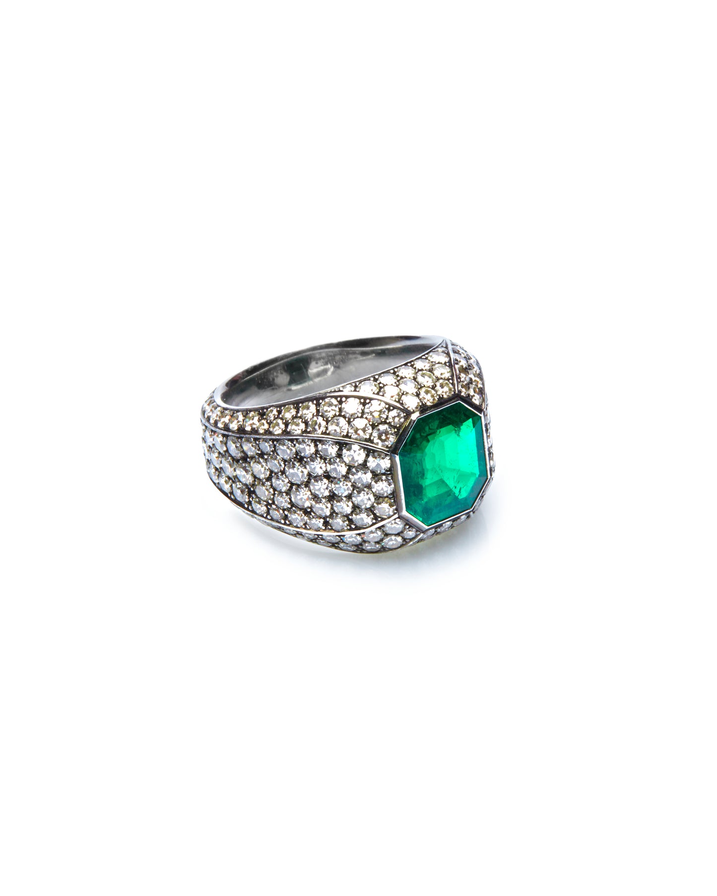 Emerald Micromosaic Ring